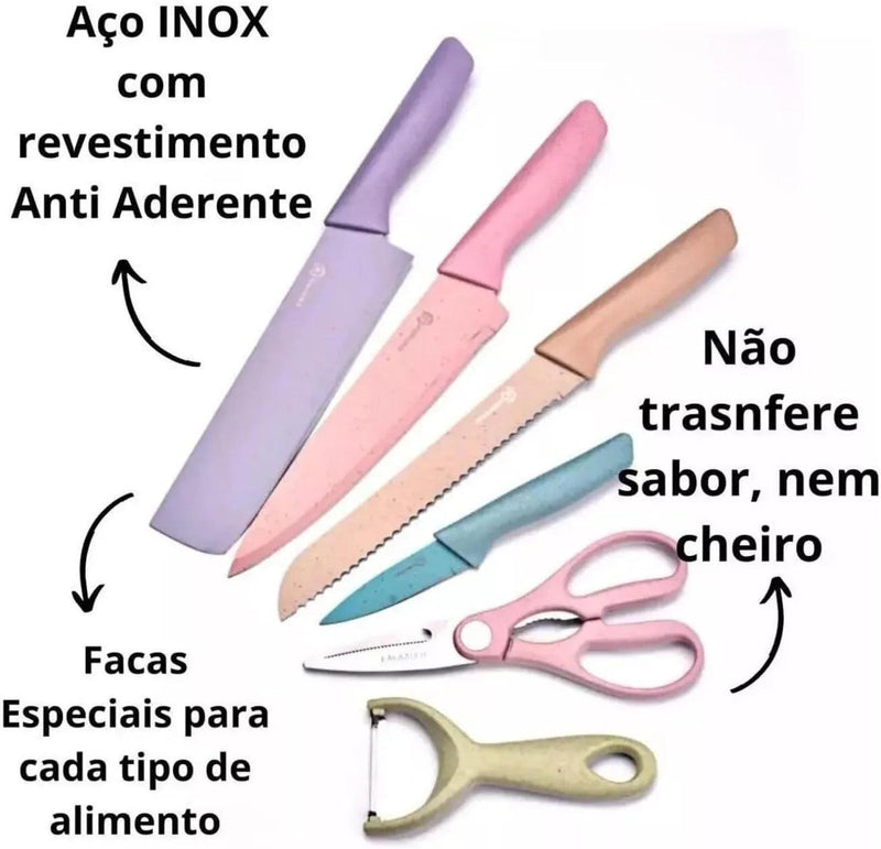 Kit Facas em Aço Inoxidável